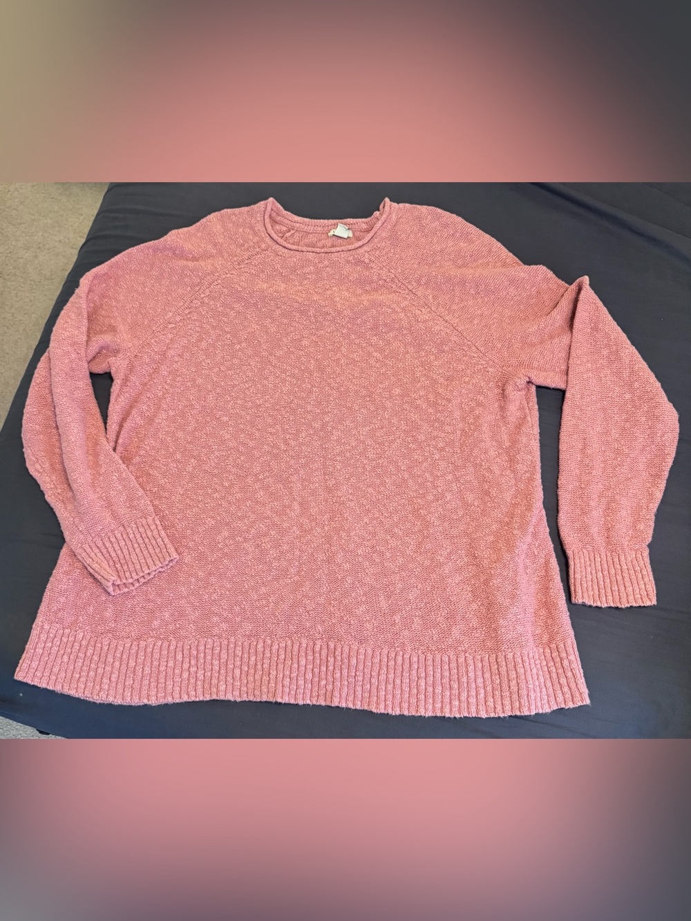 L.L.Bean Women's Midweight Cotton Slub Rollneck Sweater 1X Pink